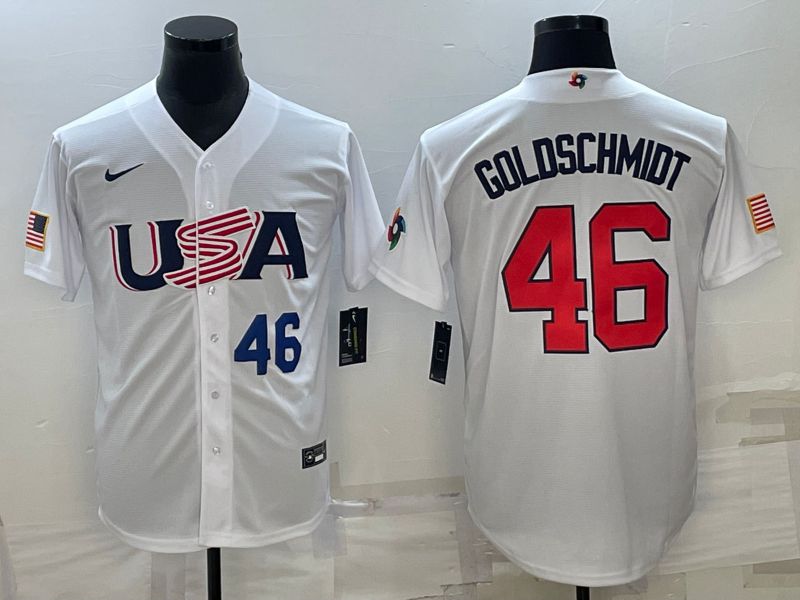 Men 2023 World Cub USA #46 Goldschmidt White Nike MLB Jersey1
